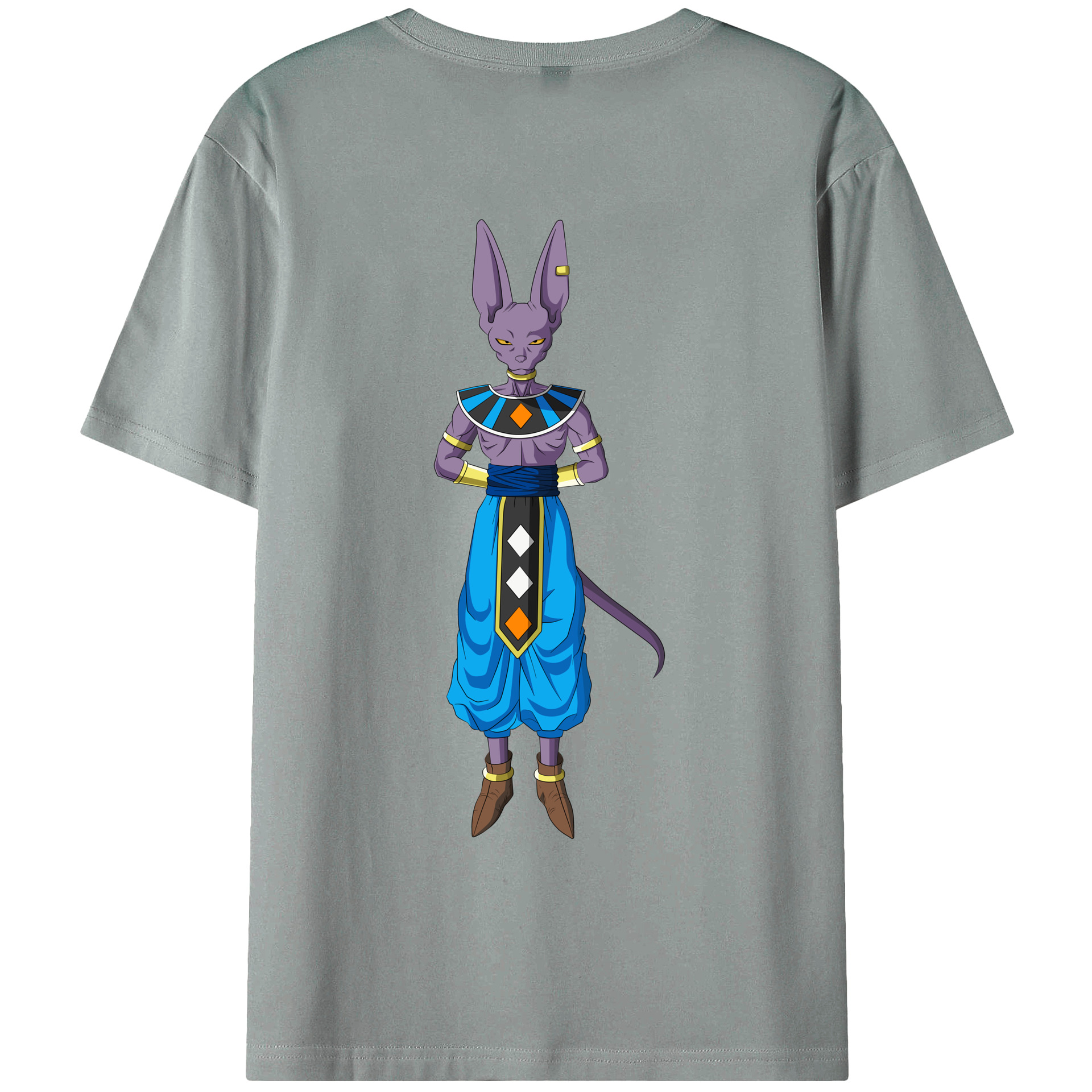 （画像用） ドラゴンボール ビルス 破壊神ビルス DRAGON BALL Beerus Birusu 綿100％ メンズ半袖Tシャツ（バックプリント） 通気性